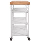 Hillsdale Furniture Kennon Metal Kitchen Cart with Wood Top, White