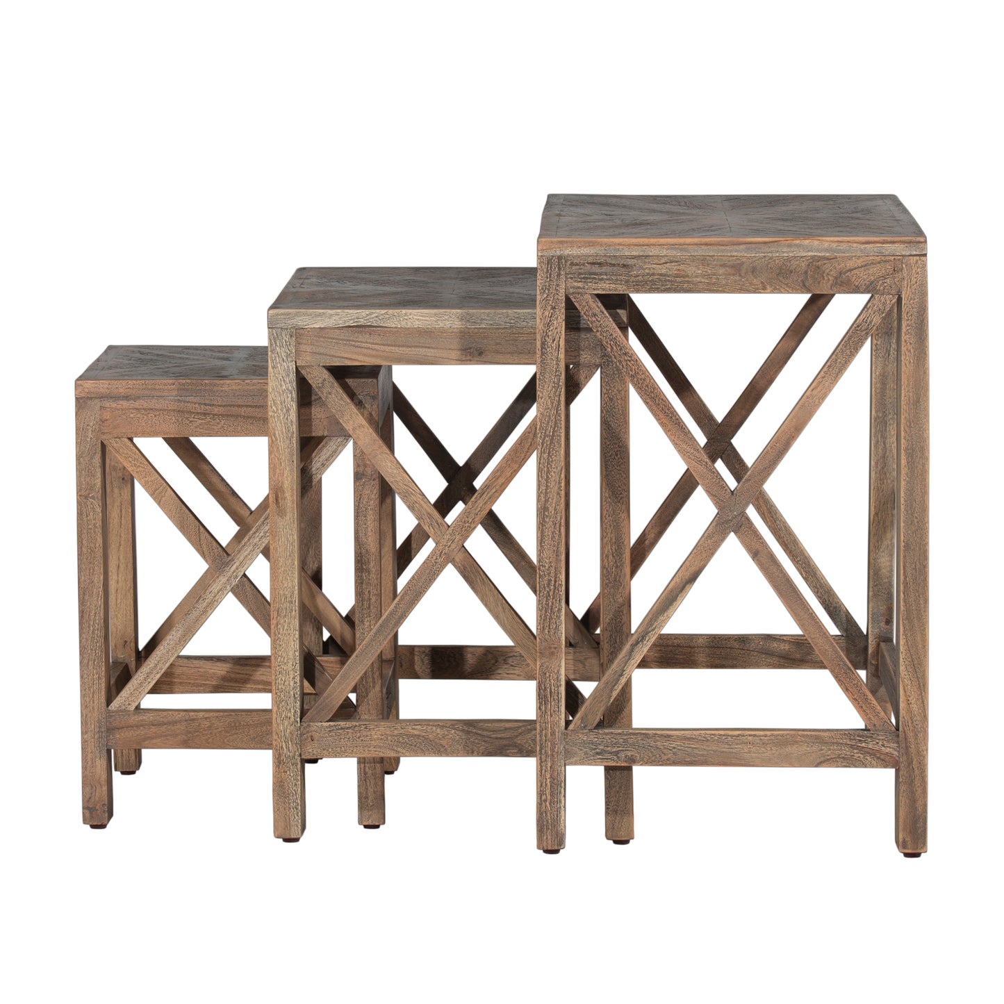 Hillsdale Furniture Wilkerson Wood 3 Piece Nesting Table Set, Brown