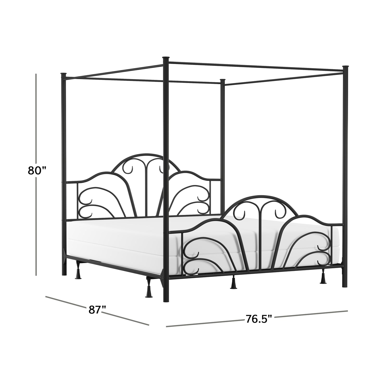 Hillsdale Furniture Dover King Metal Canopy Bed, Textured Black