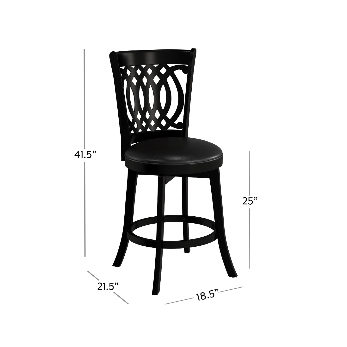 Hillsdale Furniture Van Draus Wood Counter Height Swivel Stool, Black