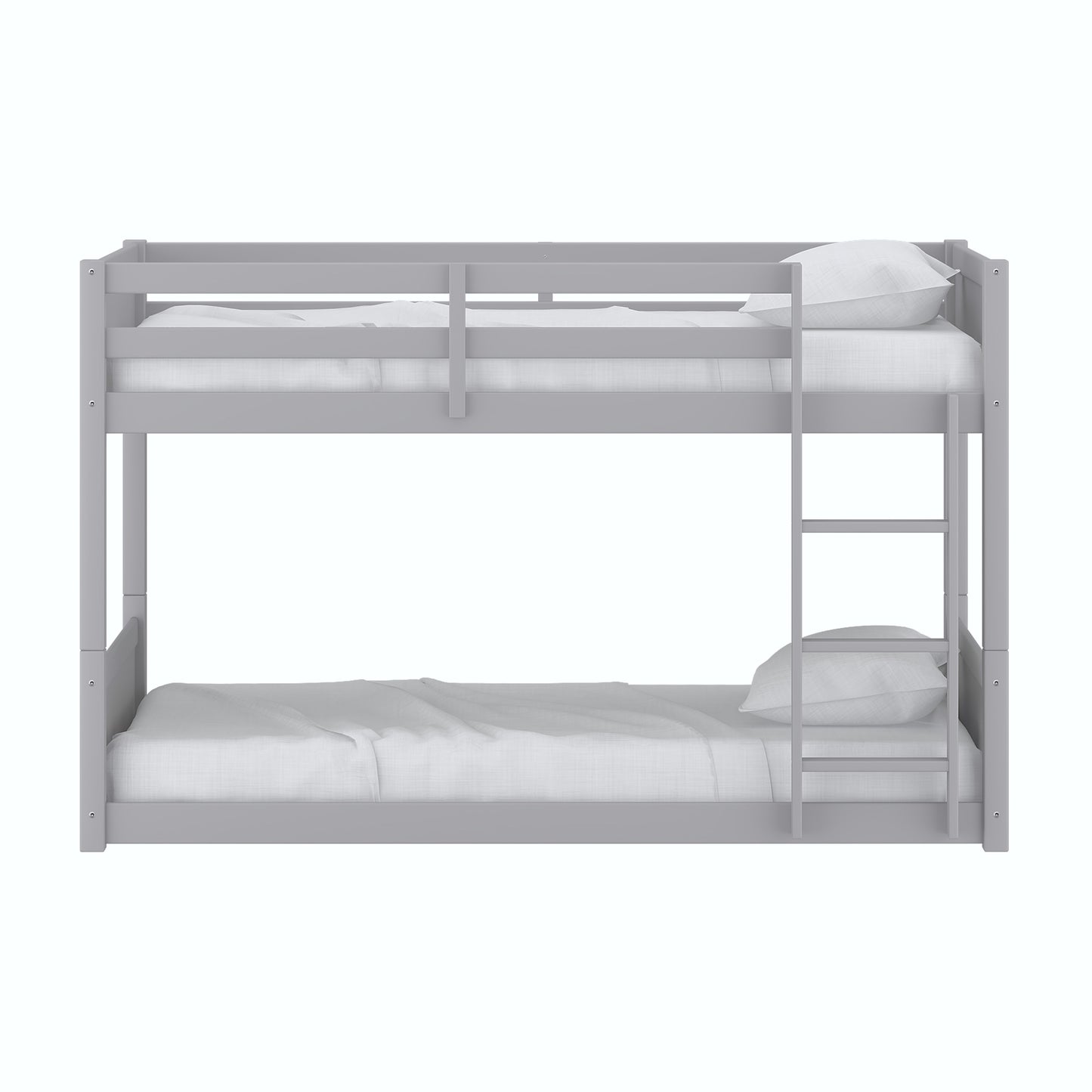 Living Essentials by Hillsdale Capri Wood Twin Over Twin Floor Bunk Bed, Gray