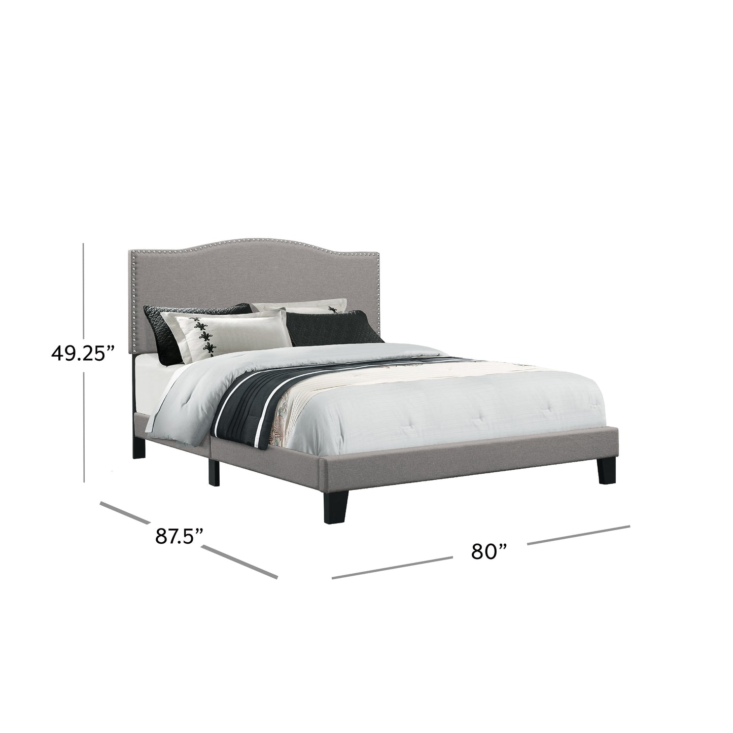 Hillsdale Furniture Kiley King Upholstered Bed, Glacier Gray