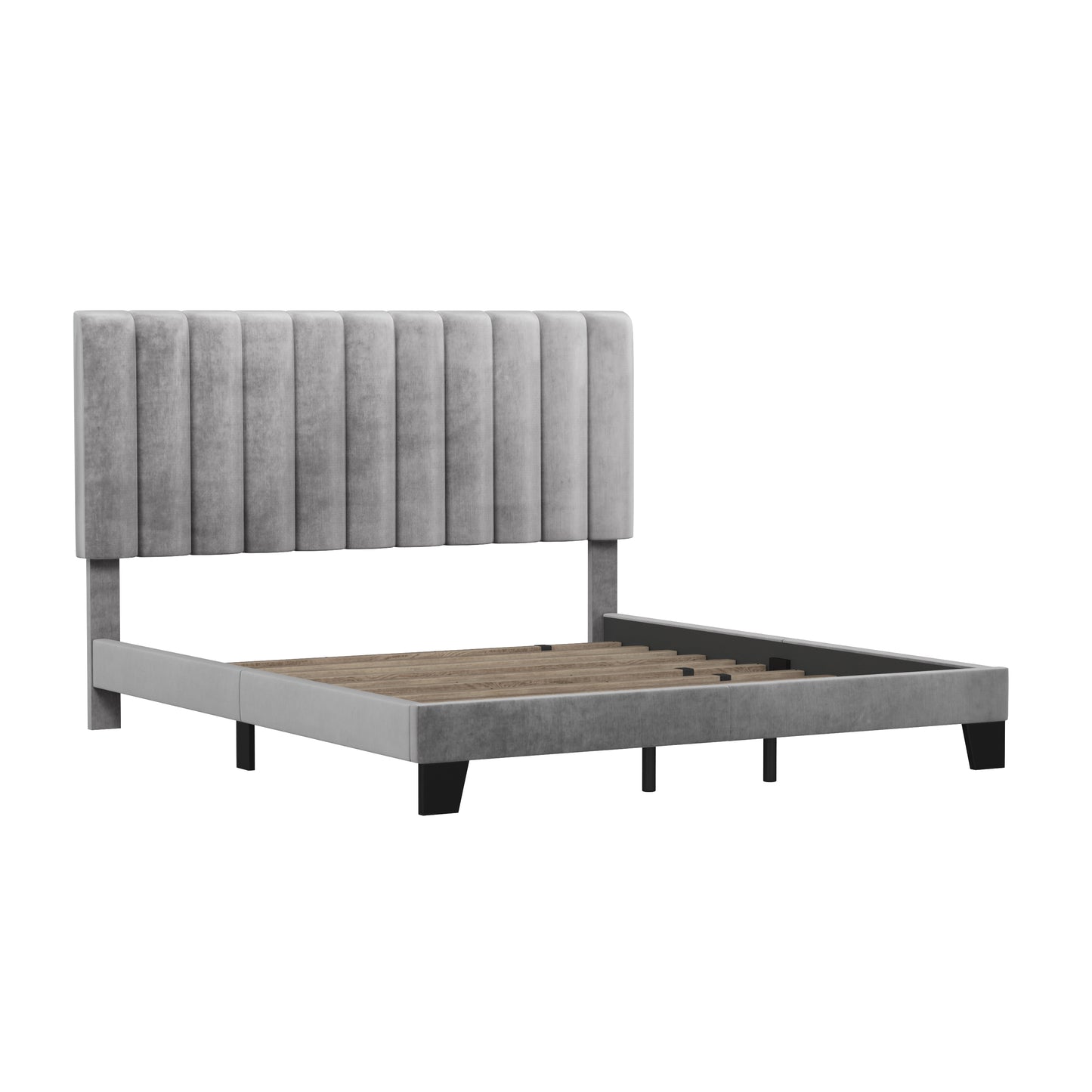 Hillsdale Furniture Crestone Upholstered King Platform Bed, Silver/Gray