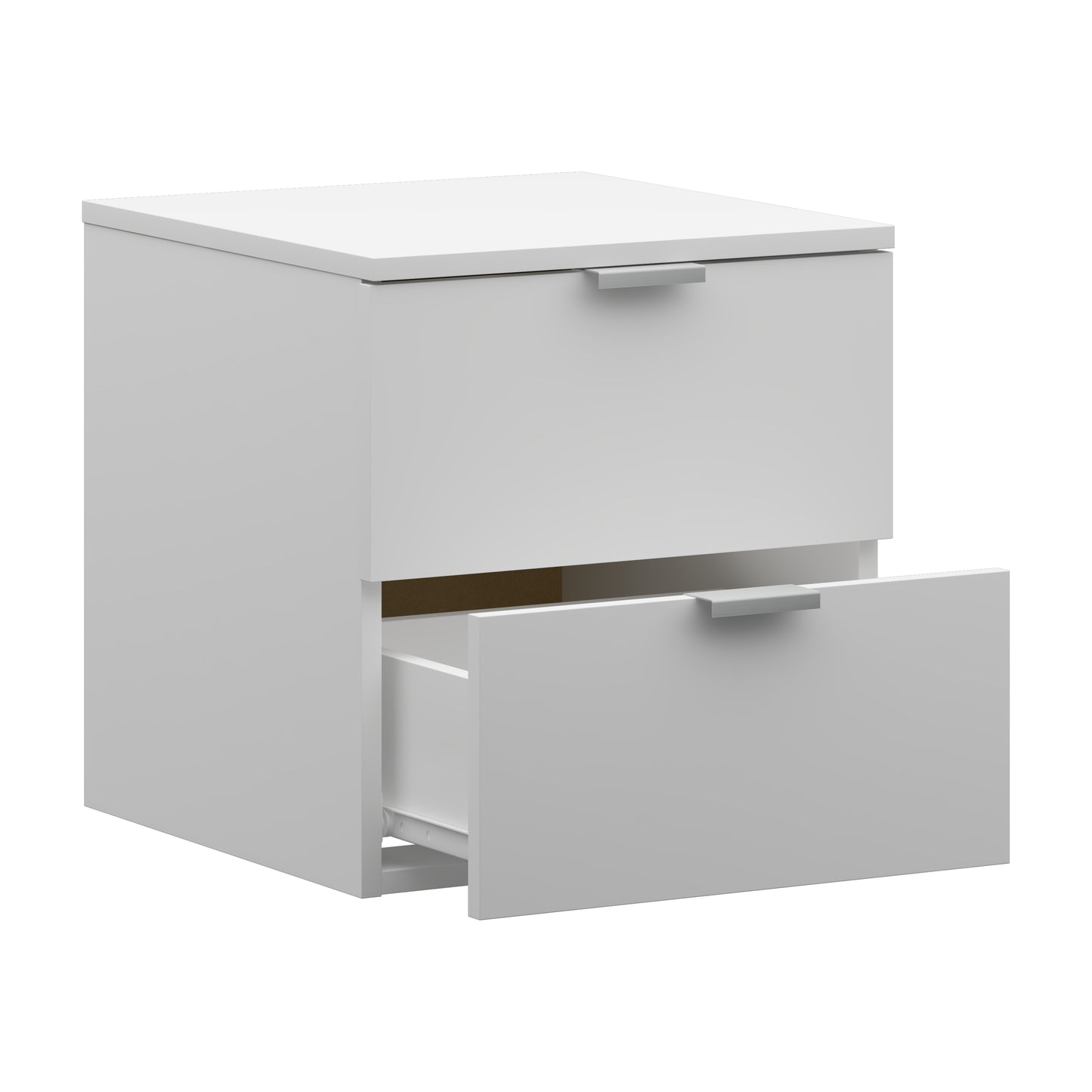 Hillsdale Living Essentials Delmar Wood 2 Drawer Nightstand, Set of 2, Matte White