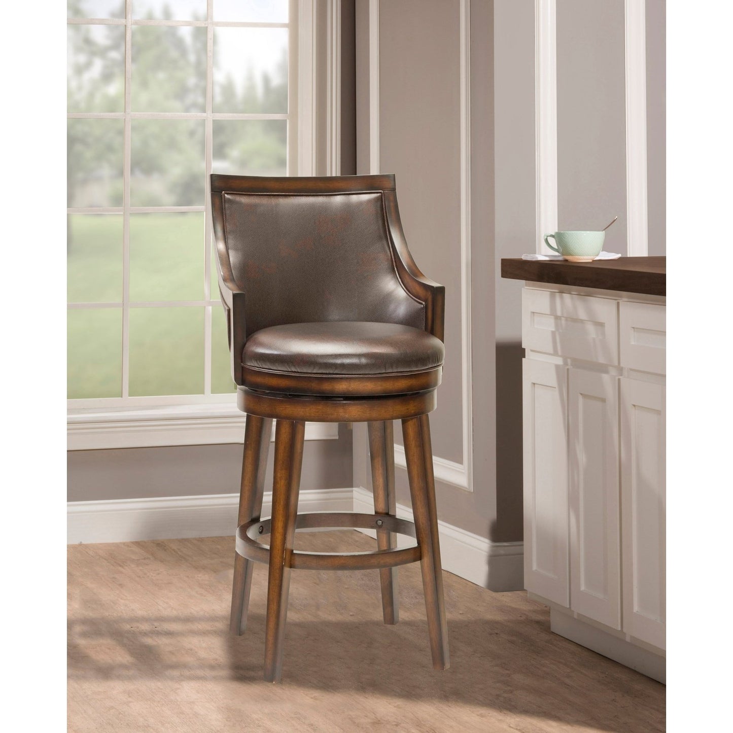 Hillsdale Furniture Lyman Wood Bar Height Swivel Stool, Rustic Oak