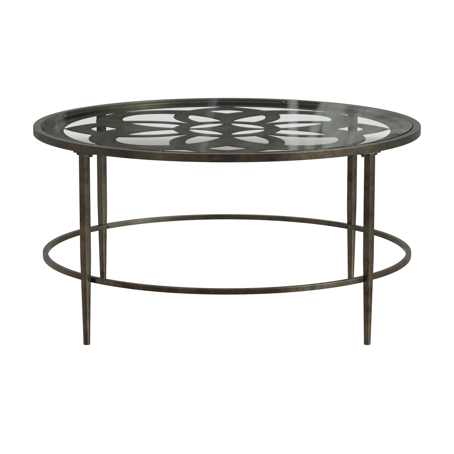 Hillsdale Furniture Marsala Metal Coffee Table, Gray with Brown Rub