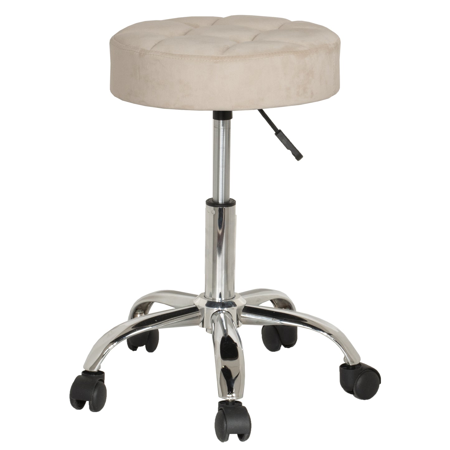 Hillsdale Furniture Nora Metal Adjustable Backless Vanity/Office Stool, Chrome with Cream Velvet