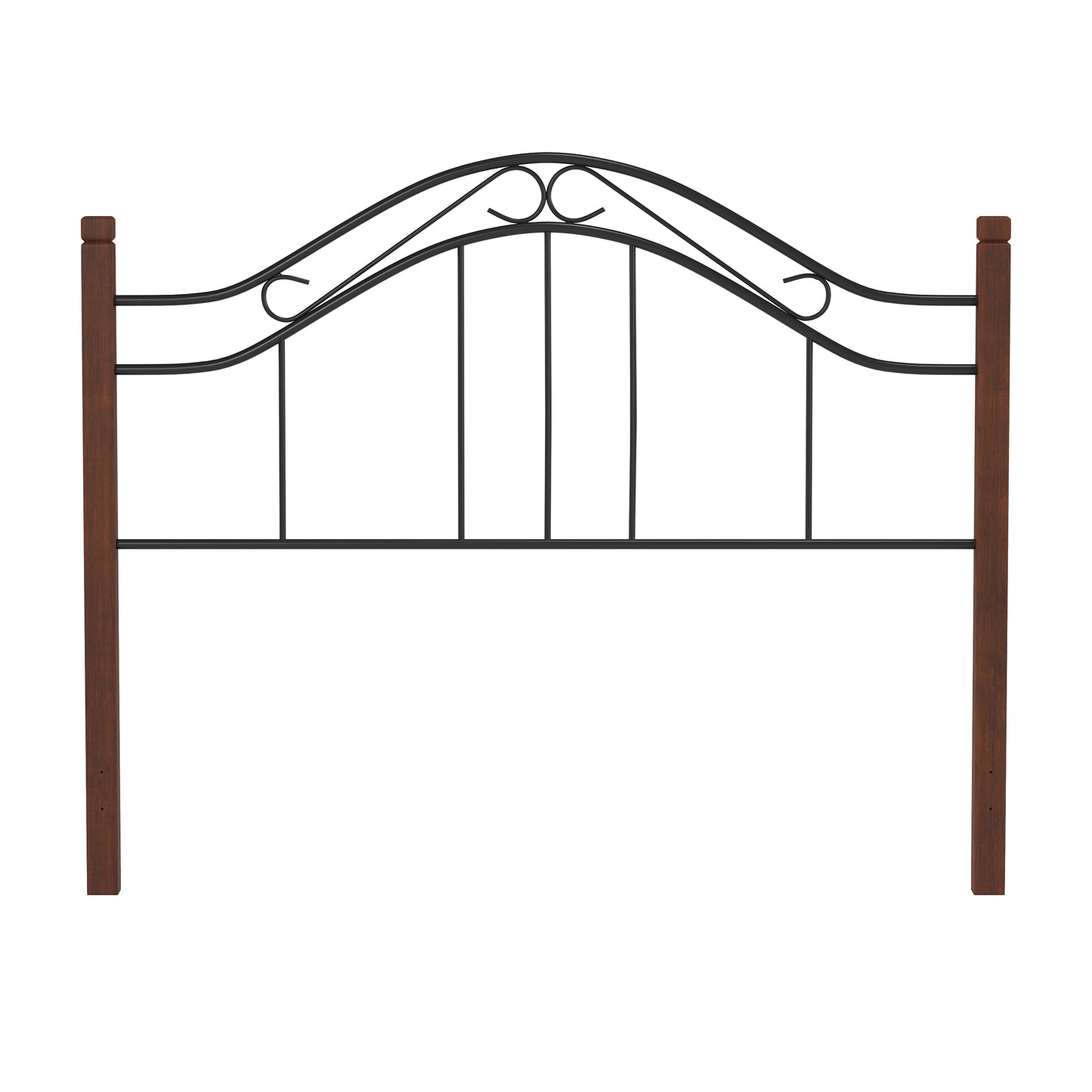 Hillsdale Furniture Matson Full/Queen Metal Headboard with Cherry Wood Posts without Frame, Black