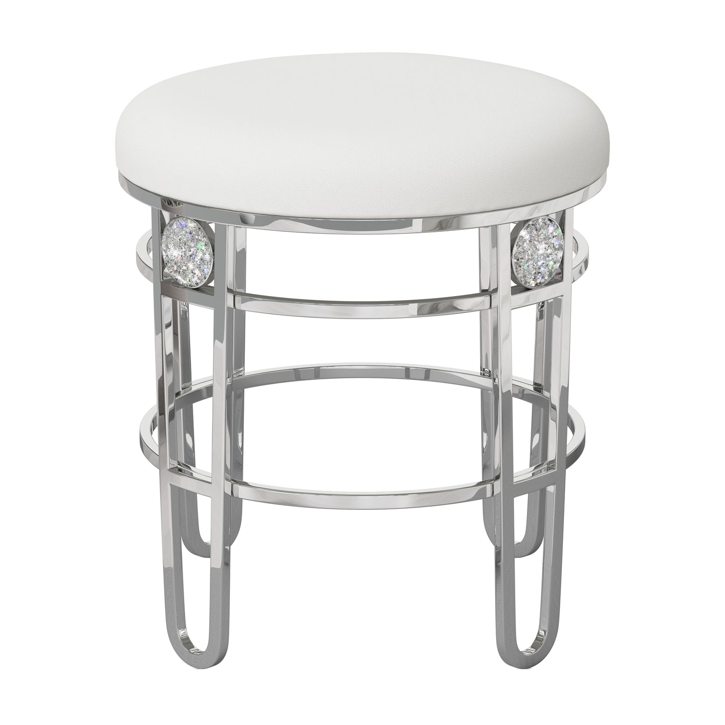 Hillsdale Furniture Dessa Glam Metal Vanity Stool, Chrome