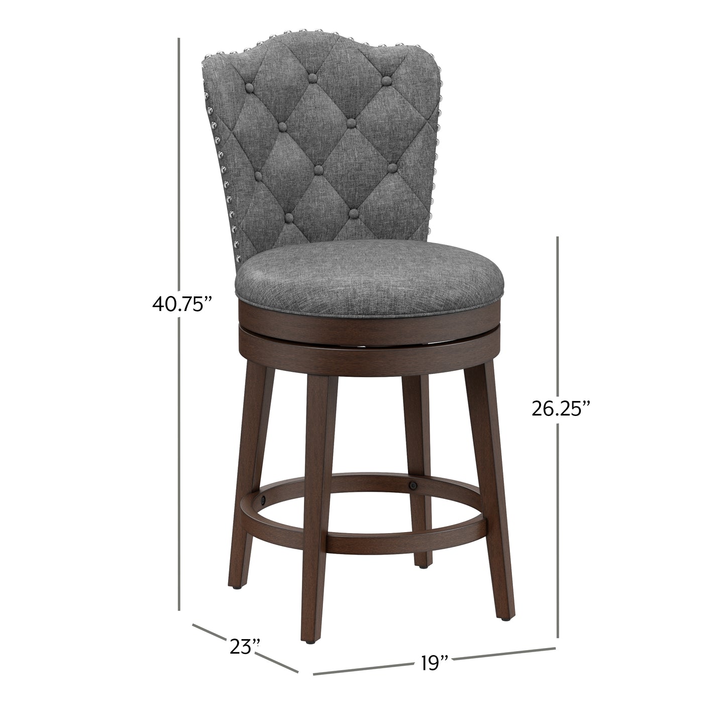 Hillsdale Furniture Edenwood Wood Counter Height Swivel Stool, Chocolate with Smoke Gray Fabric