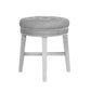 Hillsdale Furniture Sophia Tufted Backless Vanity Stool, White with Gray Fabric