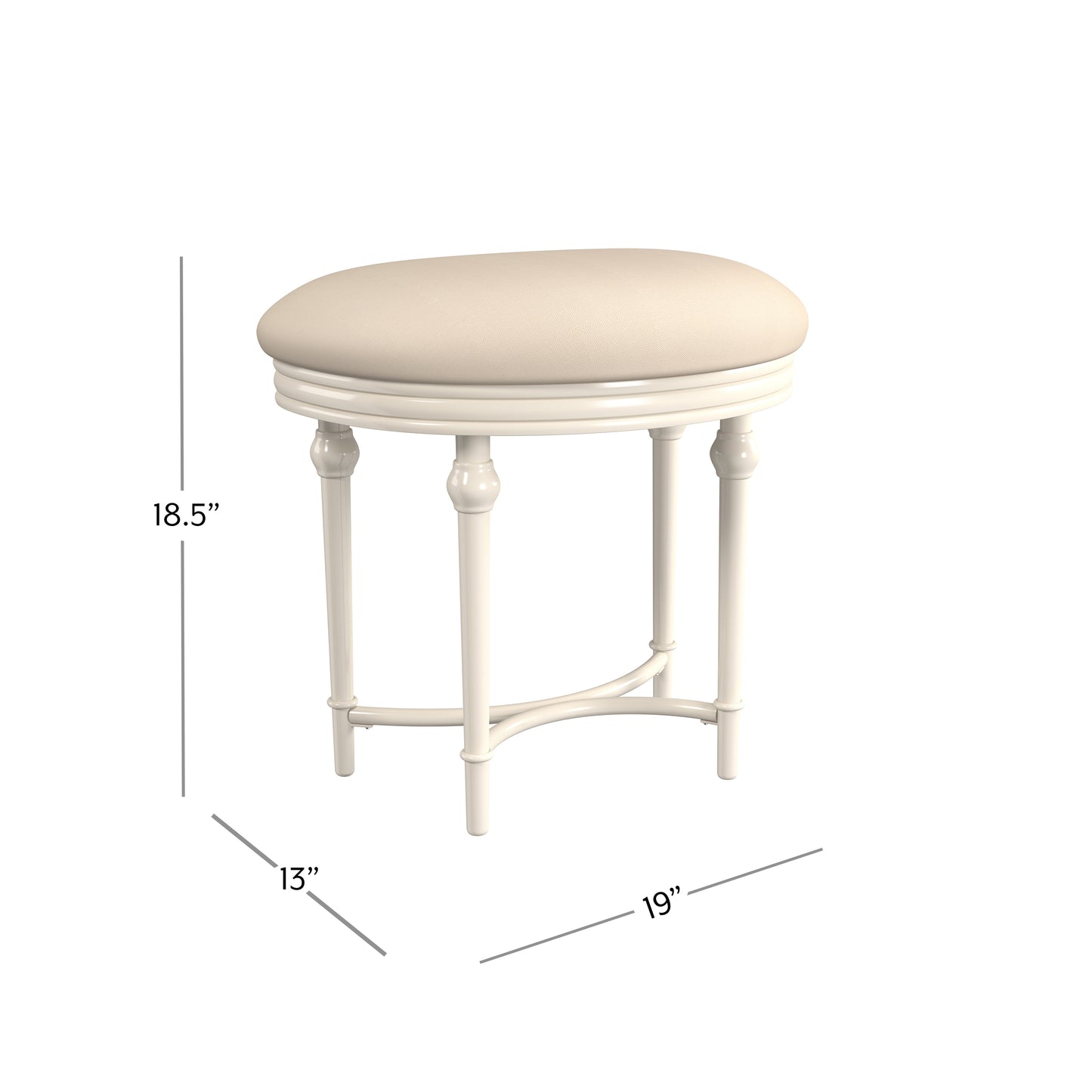 Hillsdale Furniture Cape May Backless Metal Vanity Stool, Matte White