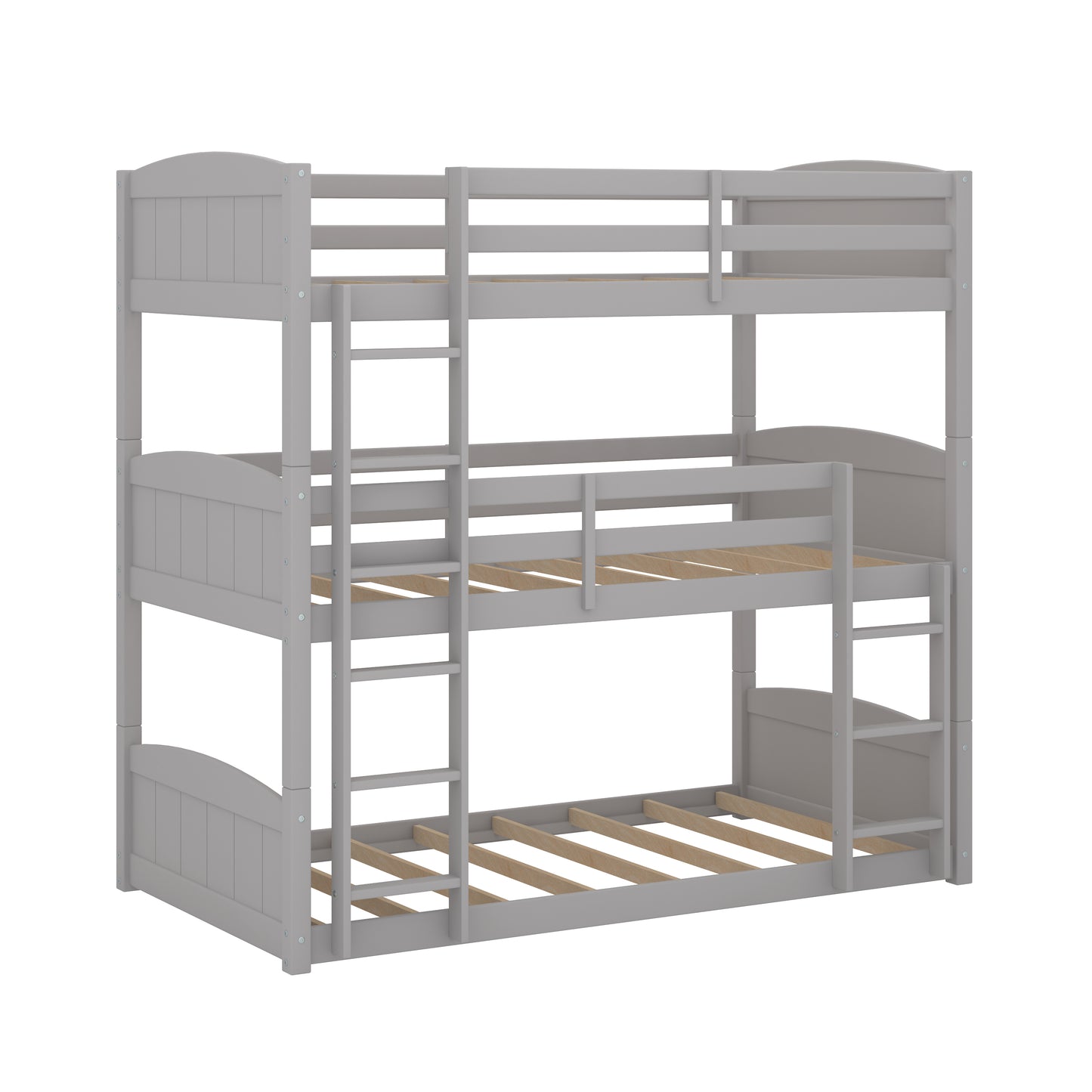 Living Essentials by Hillsdale Alexis Wood Arch Triple Twin Bunk Bed, Gray