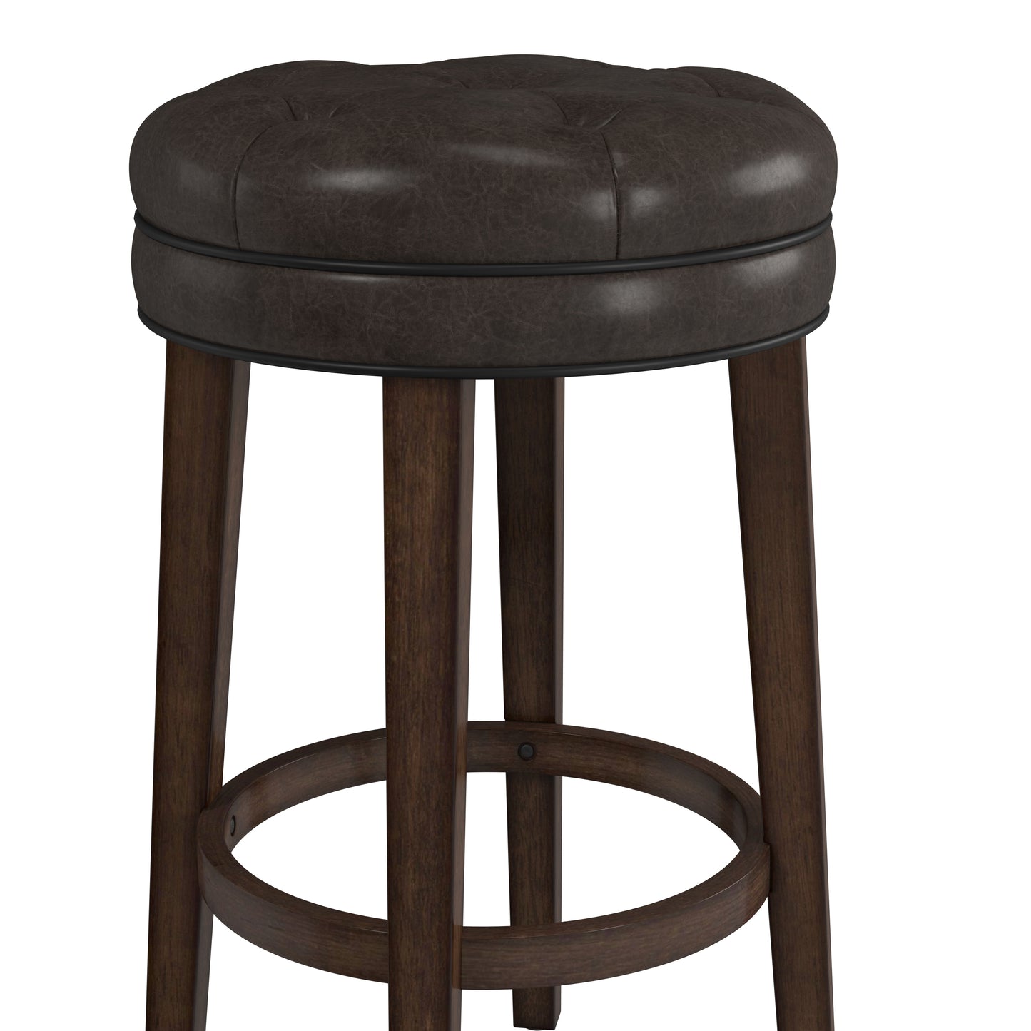 Hillsdale Furniture Krauss Wood Backless Bar Height Swivel Stool, Dark Brown