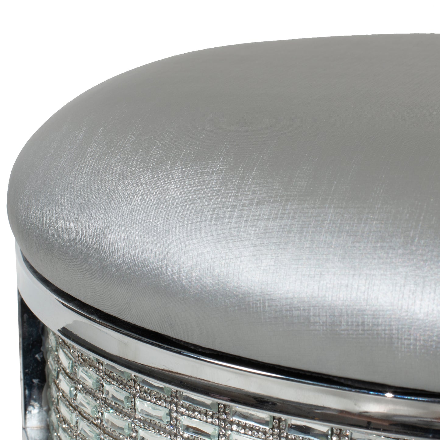 Hillsdale Furniture Venice Backless Faux Diamond Band Vanity Stool, Chrome