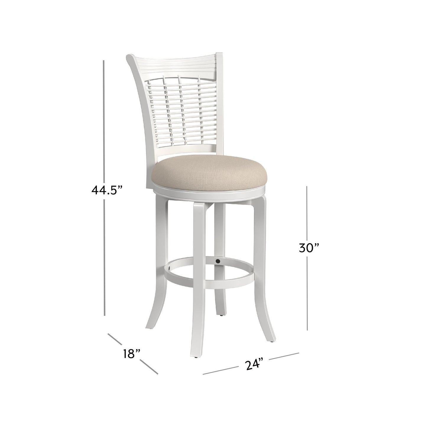 Hillsdale Furniture Bayberry Wood Bar Height Swivel Stool, White