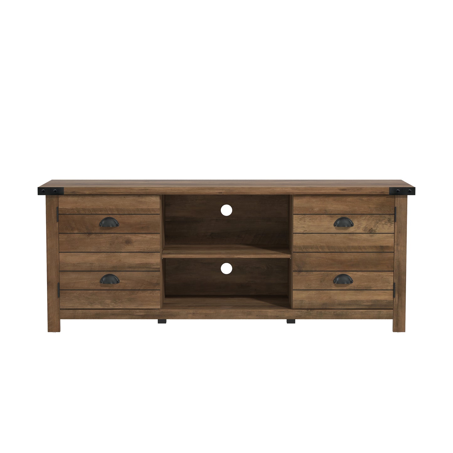 Living Essentials by Hillsdale Prestwick Gaming Ready Wood 60 inch TV Stand with 2 Doors and Shelves, Knotty Oak