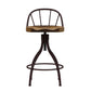 Hillsdale Furniture Worland Metal Adjustable Height Swivel Stool with Back, Brown Metal with Walnut Finished Wood