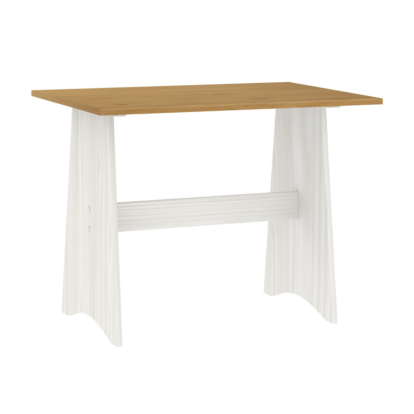 Living Essentials by Hillsdale Gablewood Wood L-Shaped Dining Nook, Washed White with Honey Tops