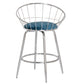 Hillsdale Furniture Bullock Metal Swivel Counter Height Stool, Teal Blue Velvet