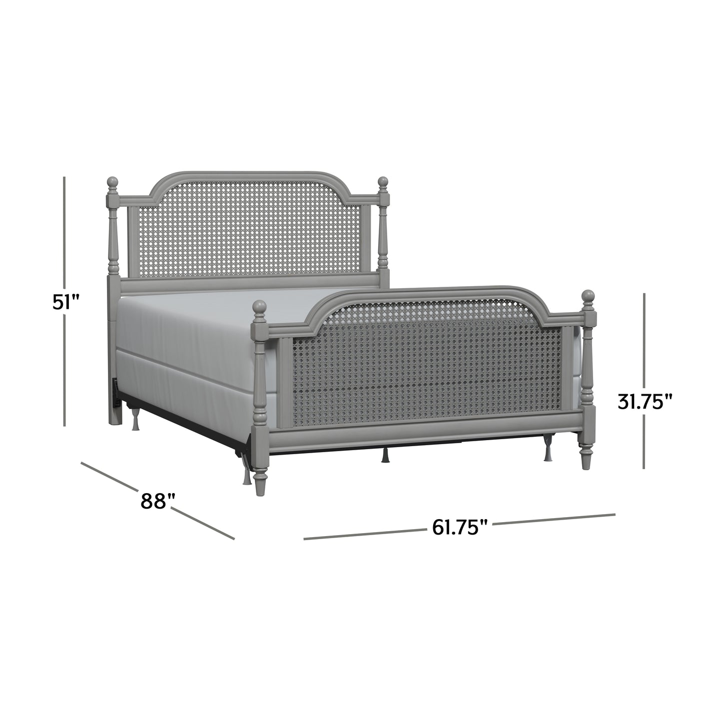 Hillsdale Furniture Melanie Wood and Cane Queen Bed, French Gray