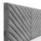 Hillsdale Furniture Crestwood Upholstered Chevron Pleated Platform Queen Bed with 2 Dual USB Ports, Platinum