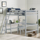 Hillsdale Kids and Teen Caspian Full Loft Bed with Chair and Hanging Nightstand, Gray