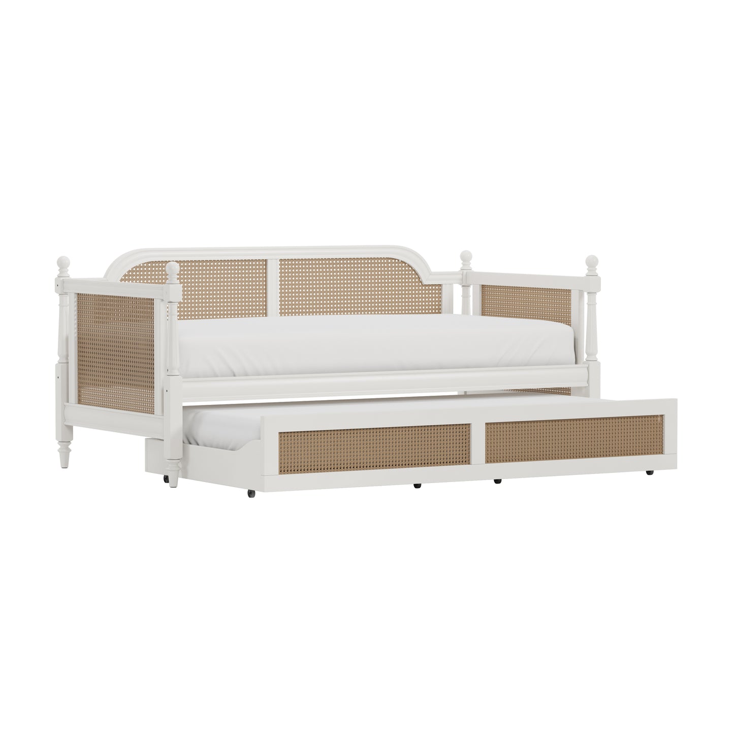 Hillsdale Furniture Melanie Wood and Cane Twin Daybed with Trundle, White