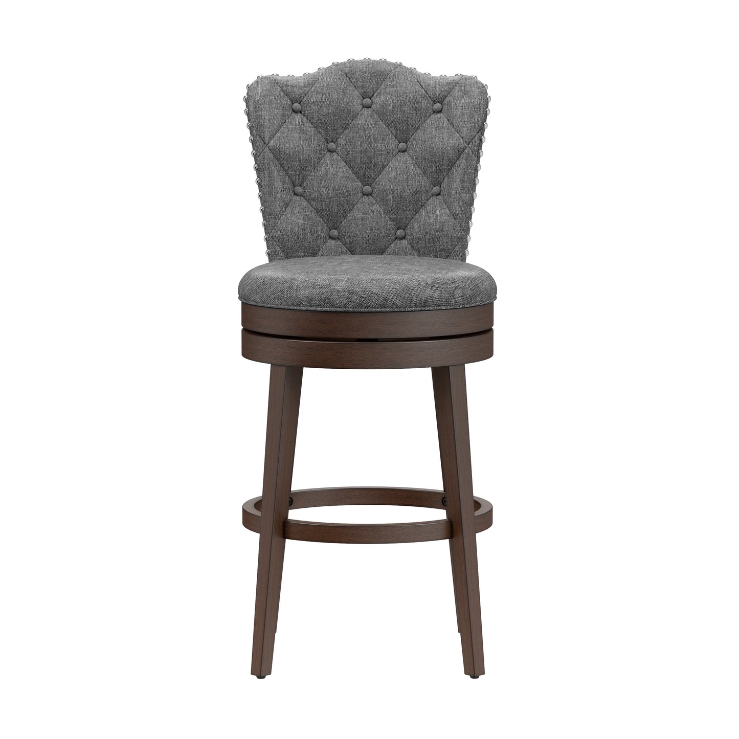 Hillsdale Furniture Edenwood Wood Bar Height Swivel Stool, Chocolate with Smoke Gray Fabric