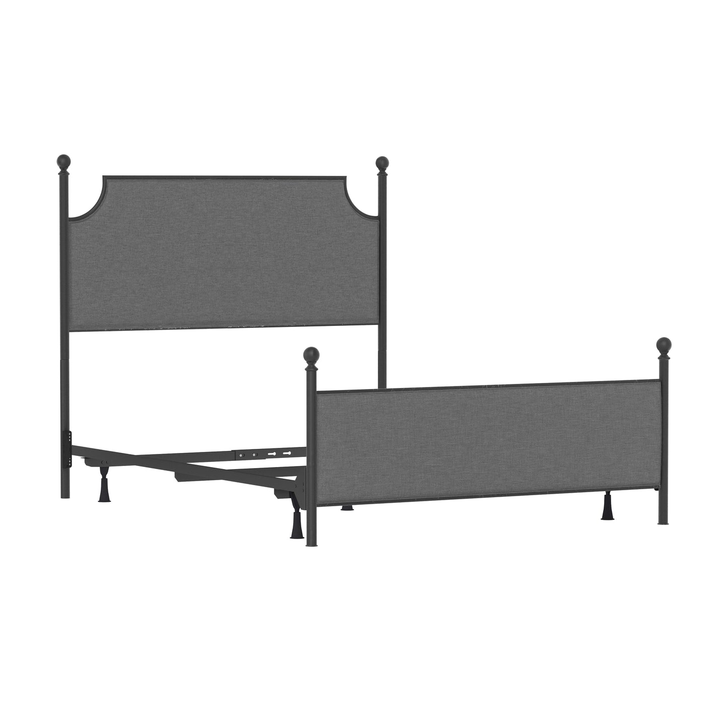 Hillsdale Furniture McArthur Queen Metal and Upholstered Bed, Matte Black with Gray Fabric