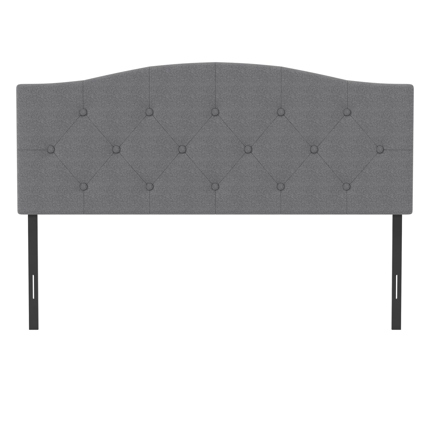 Living Essentials by Hillsdale Provence Upholstered Arch Adjustable Tufted Full/Queen Headboard with Frame, Glacier Gray Fabric