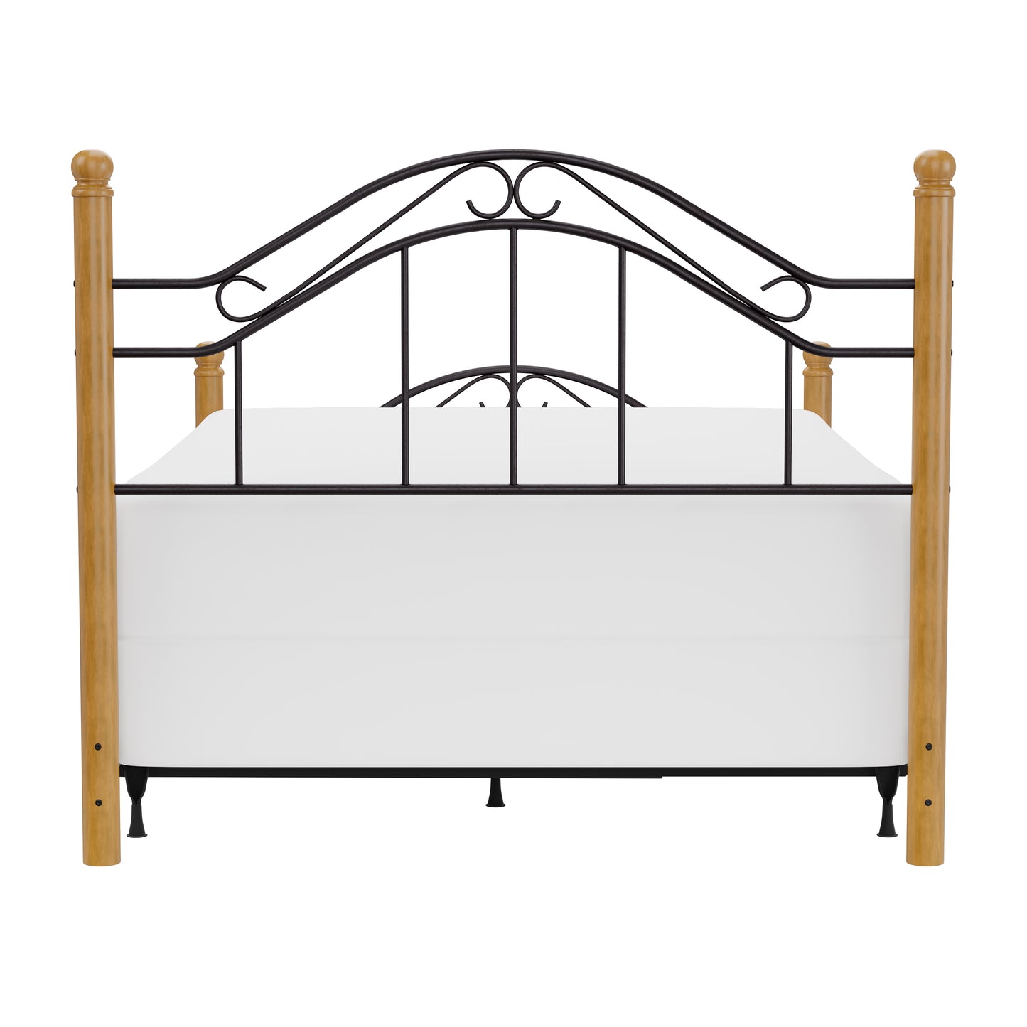 Hillsdale Furniture Winsloh Queen Metal Bed with Frame and Oak Wood Posts, Black