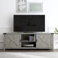 Living Essentials by Hillsdale Latvia Gaming Ready Wood 70 inch TV Stand with "X" Back Doors and Shelves, Rustic Gray