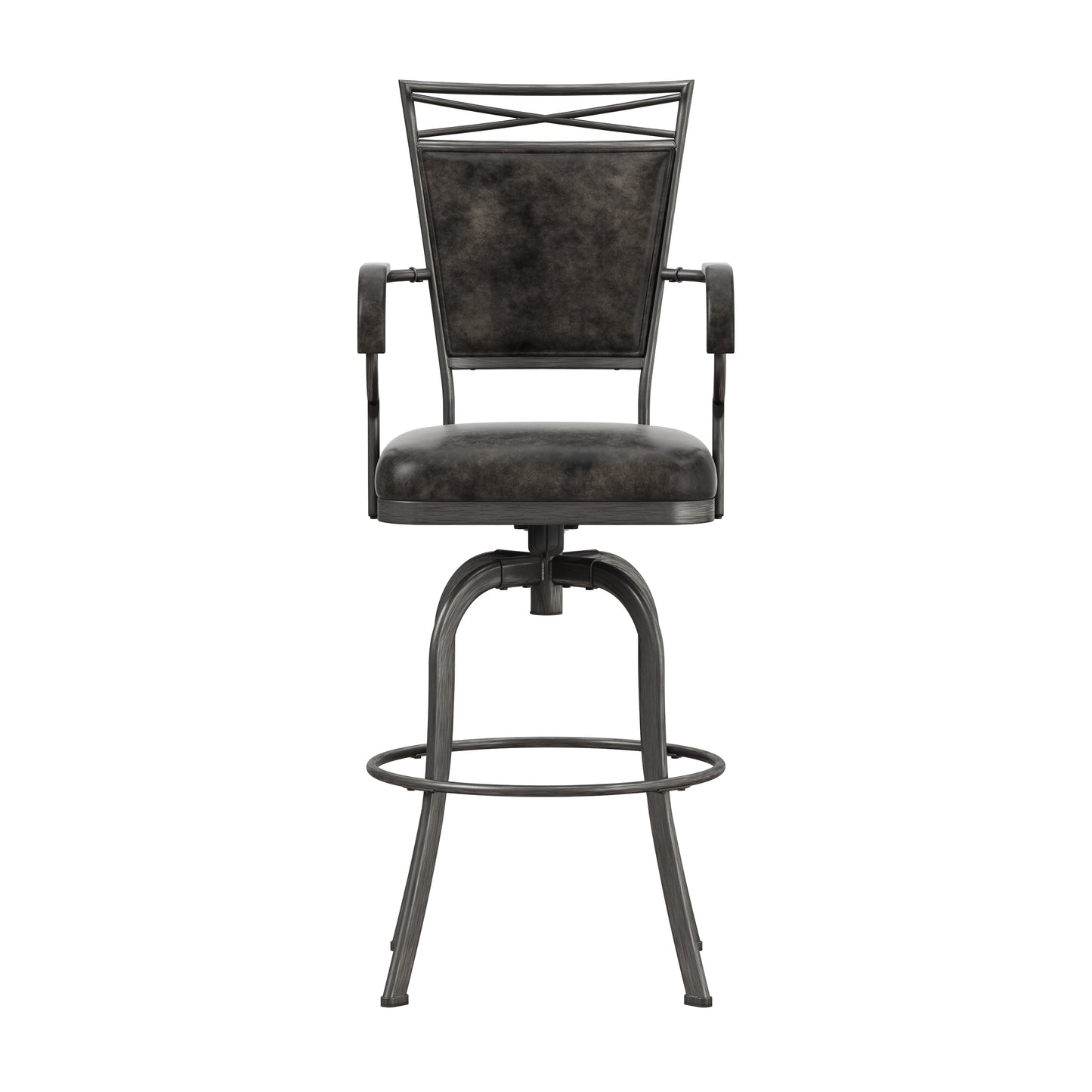 Hillsdale Furniture Bridgetown Metal Bar Height Swivel Stool, Pewter