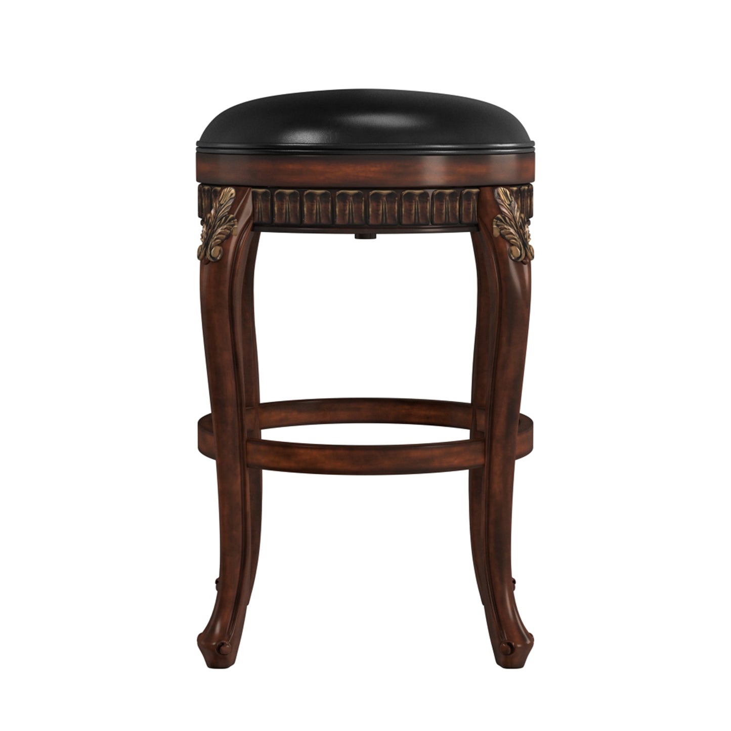 Hillsdale Furniture Fleur De Lis Wood Backless Bar Height Swivel Stool, Distressed Cherry with Copper Highlights