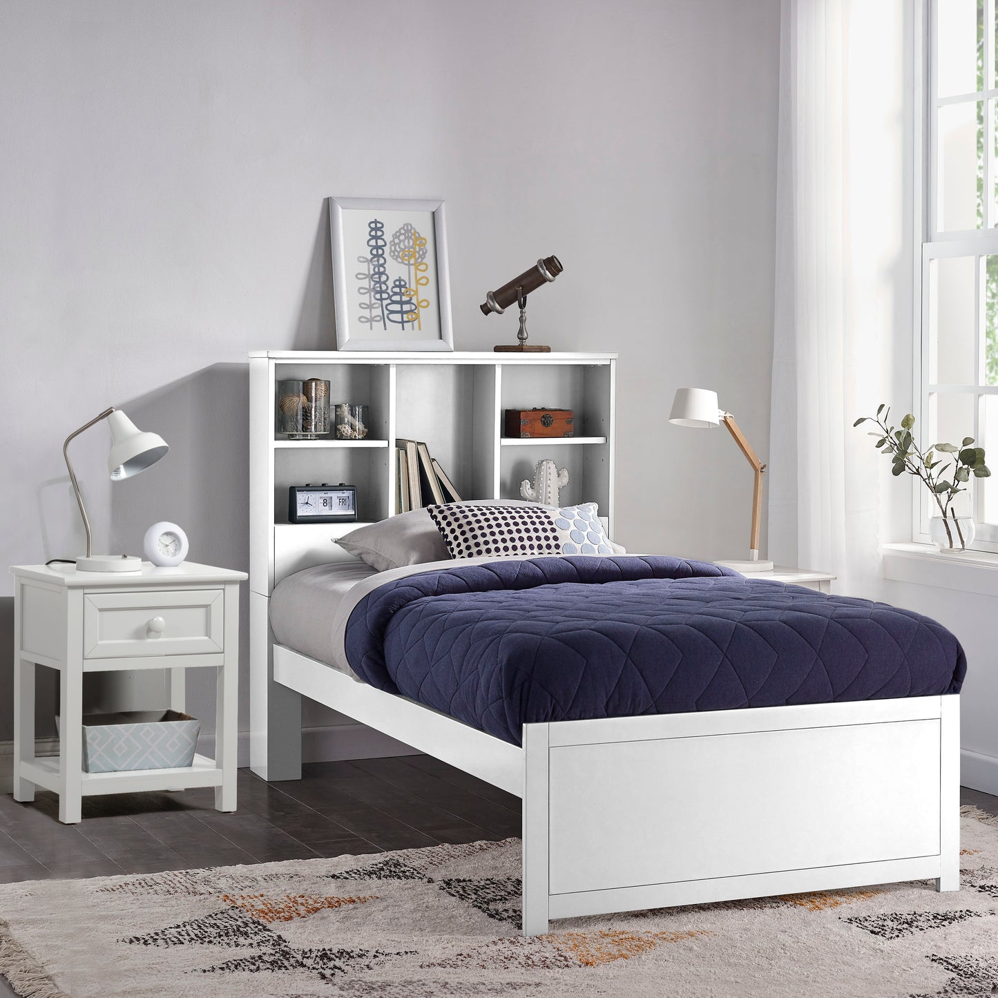 Hillsdale Kids and Teen Caspian Twin Bookcase Bed with Nightstand, White