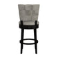 Hillsdale Furniture Kaede Wood and Upholstered Barr Height Swivel Stool, Black with Weathered Granite Gray Faux Leather