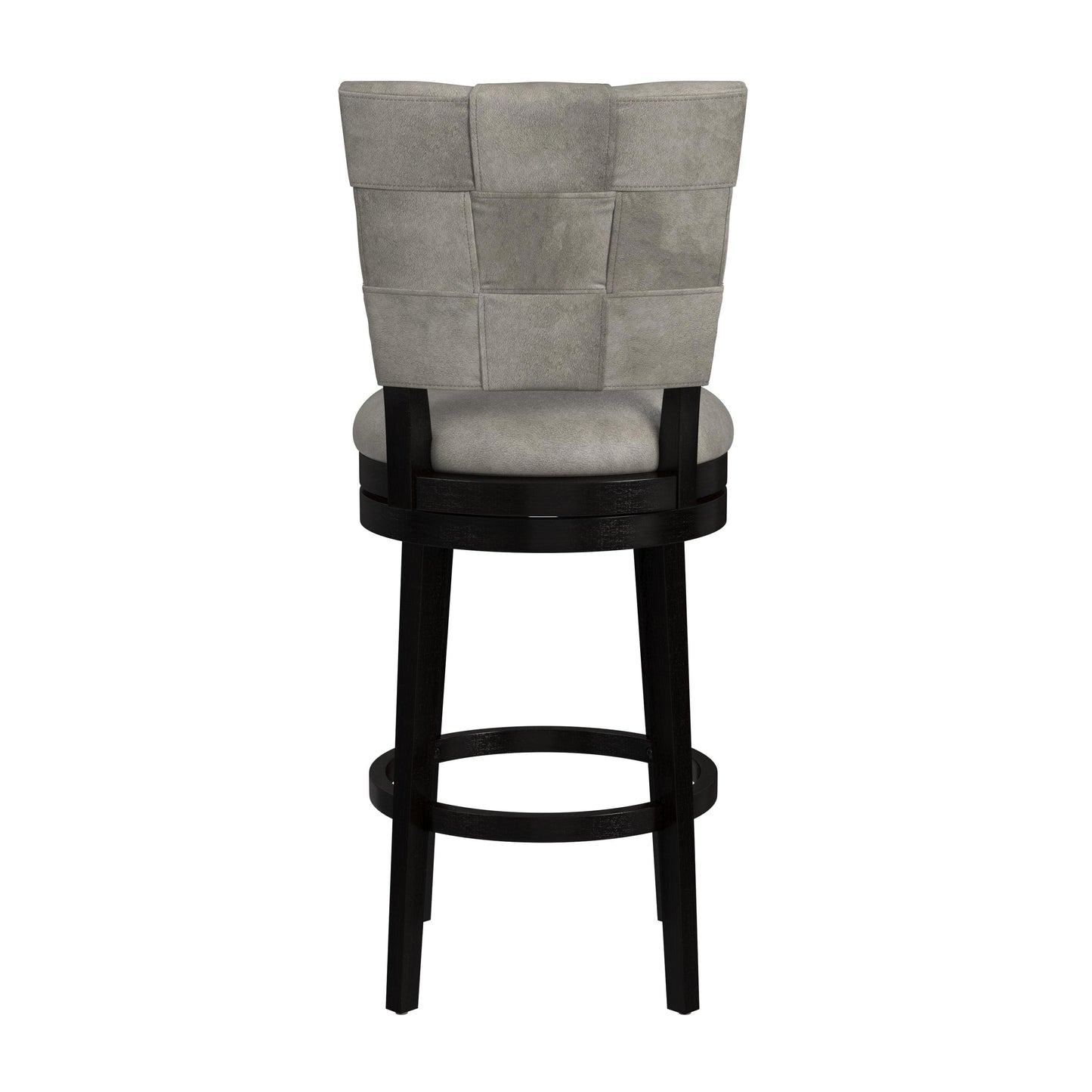 Hillsdale Furniture Kaede Wood and Upholstered Barr Height Swivel Stool, Black with Weathered Granite Gray Faux Leather