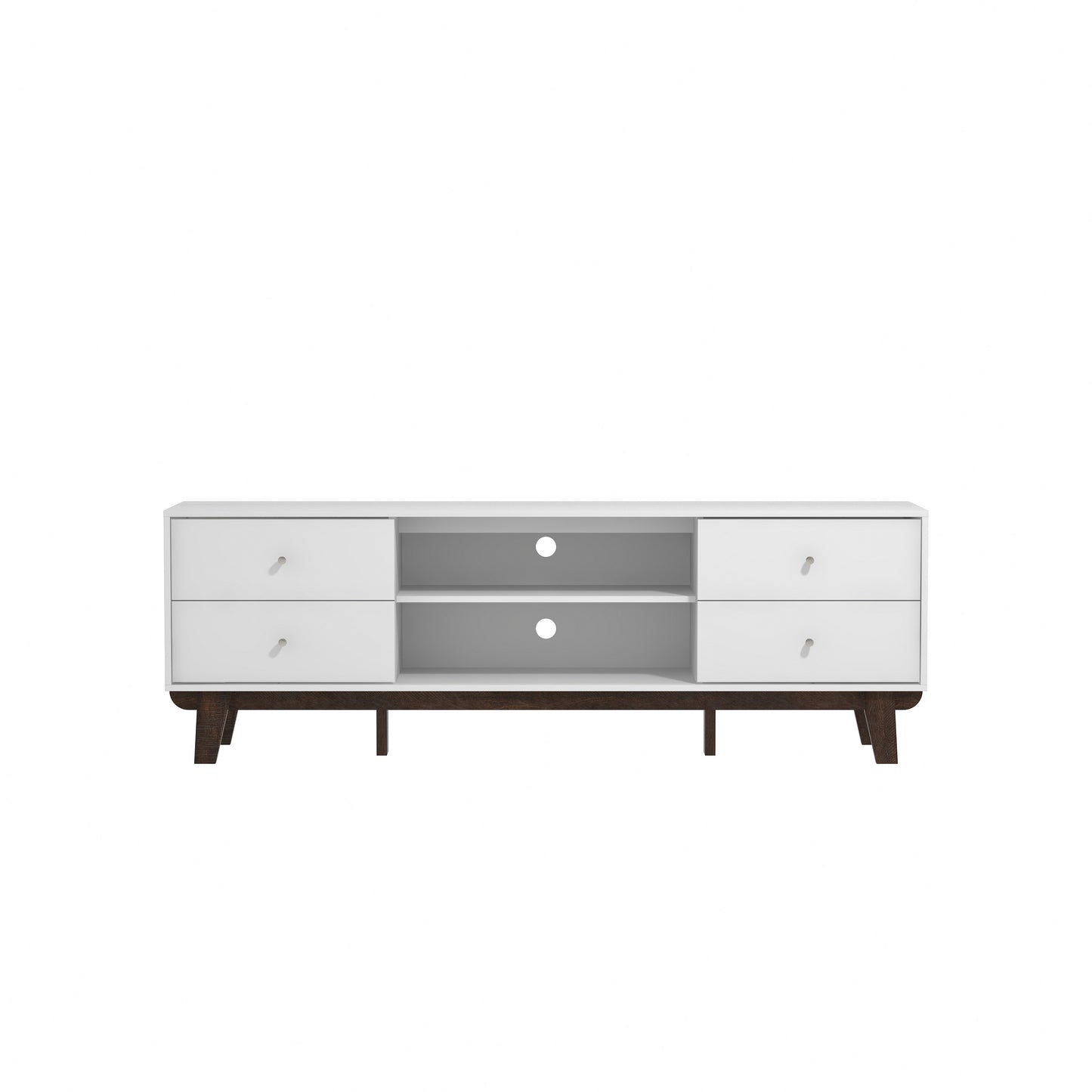 Living Essentials by Hillsdale Kincaid 70 inch Wood TV Stand with 2 Doors and Shelves, Matte White