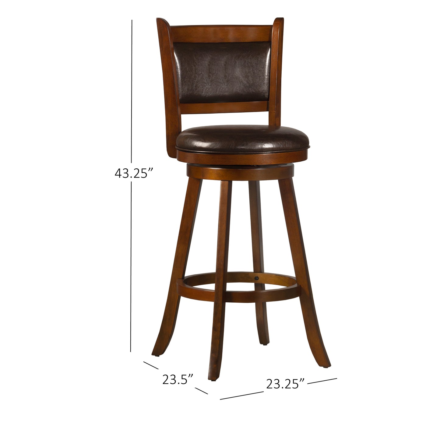 Hillsdale Furniture Dennery Wood Bar Height Swivel Stool, Cherry with Brown Vinyl