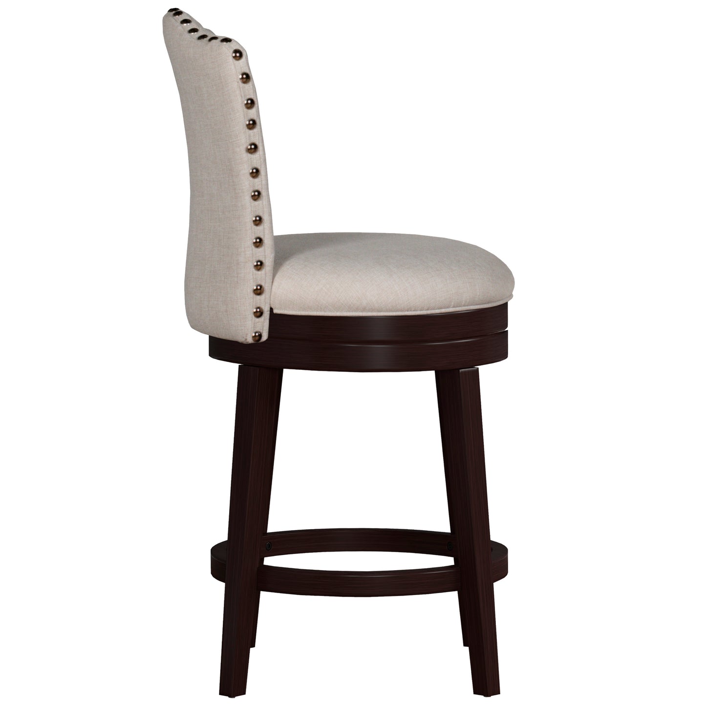 Hillsdale Furniture Edenwood Wood Counter Height Swivel Stool, Smoke Chocolate with Cream Fabric