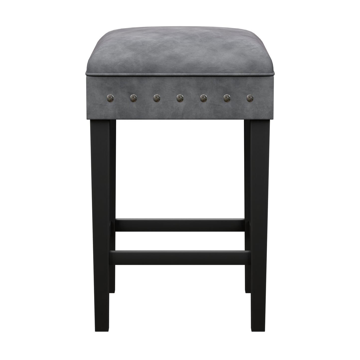 Hillsdale Furniture Cassidy Wood and Upholstered Backless Counter Height Stool, Black with Charcoal Velvet