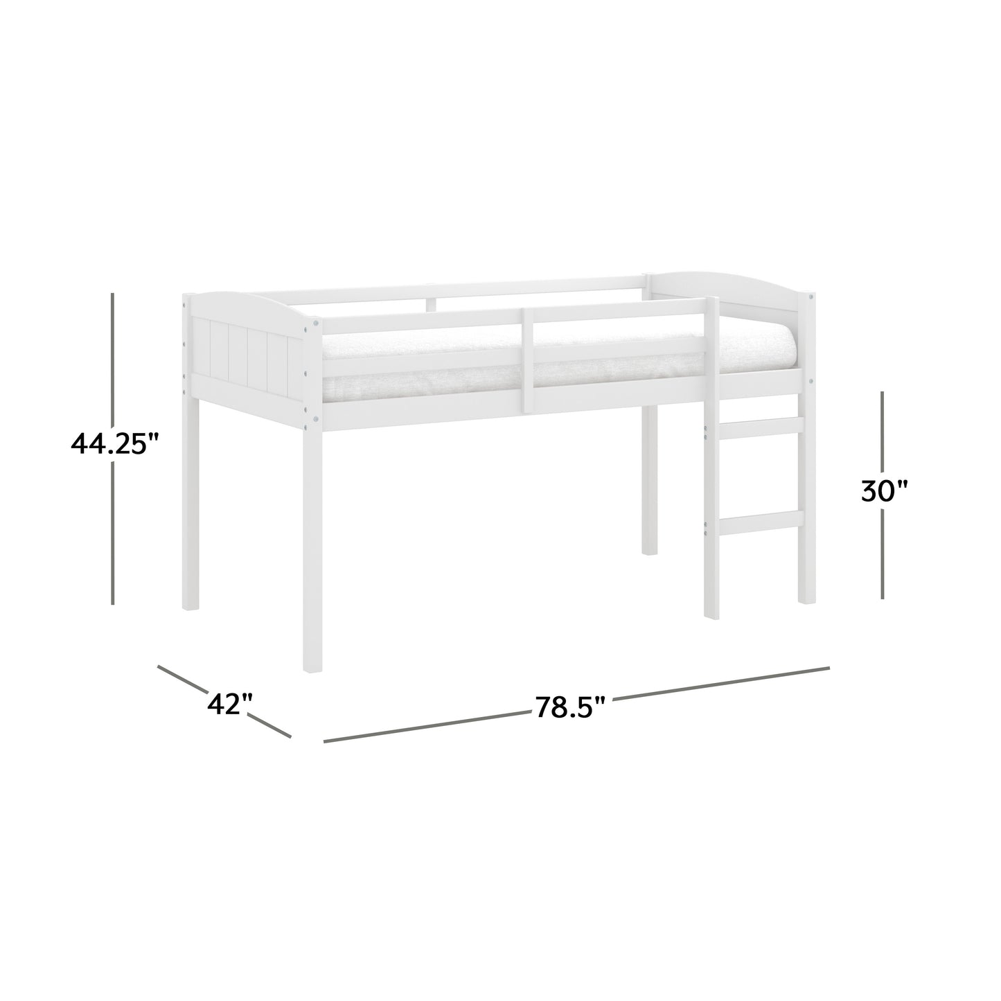 Living Essentials by Hillsdale Alexis Wood Arch Twin Loft Bed, White