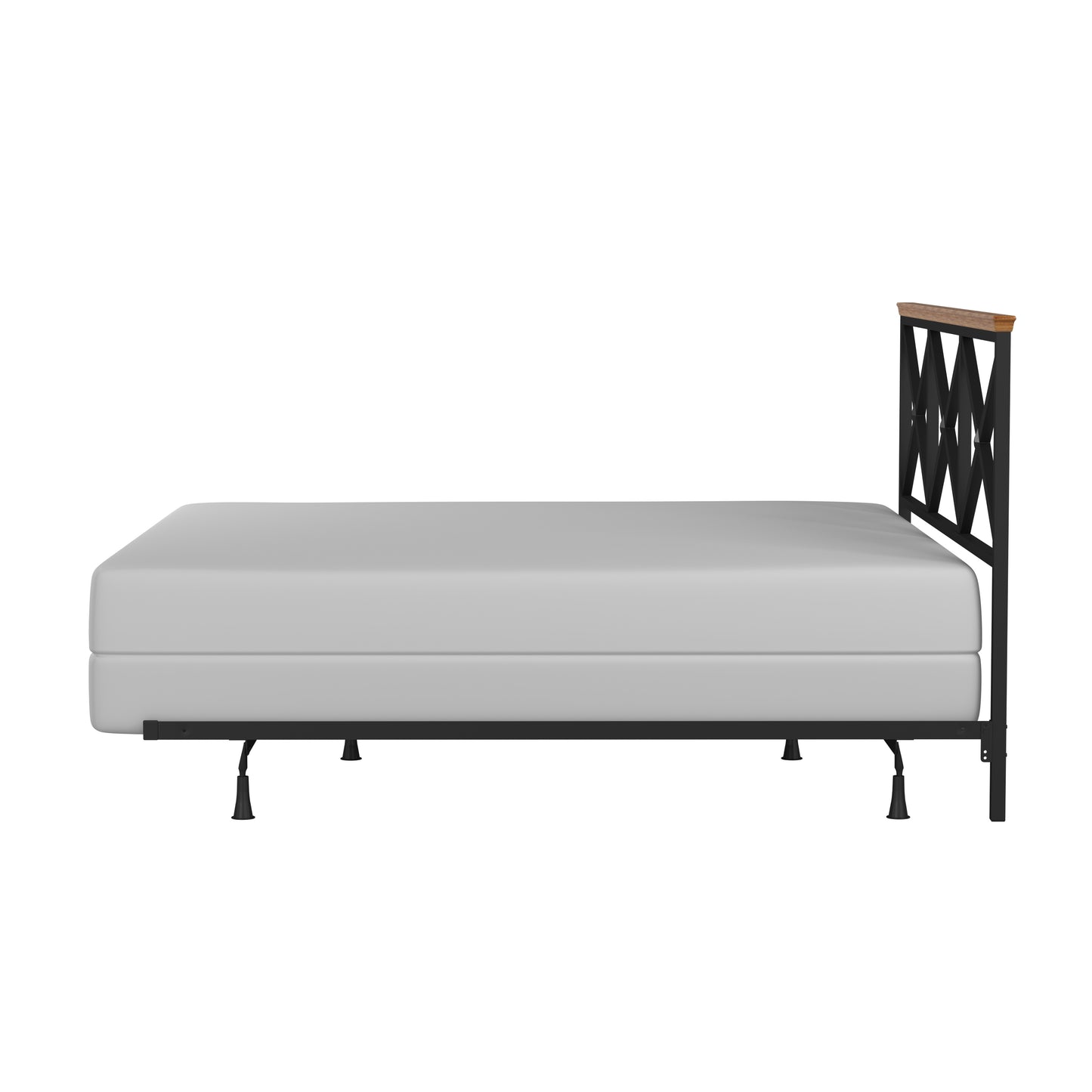 Hillsdale Furniture Ashford Metal King Headboard with Frame, Black with Oak Finished Wood