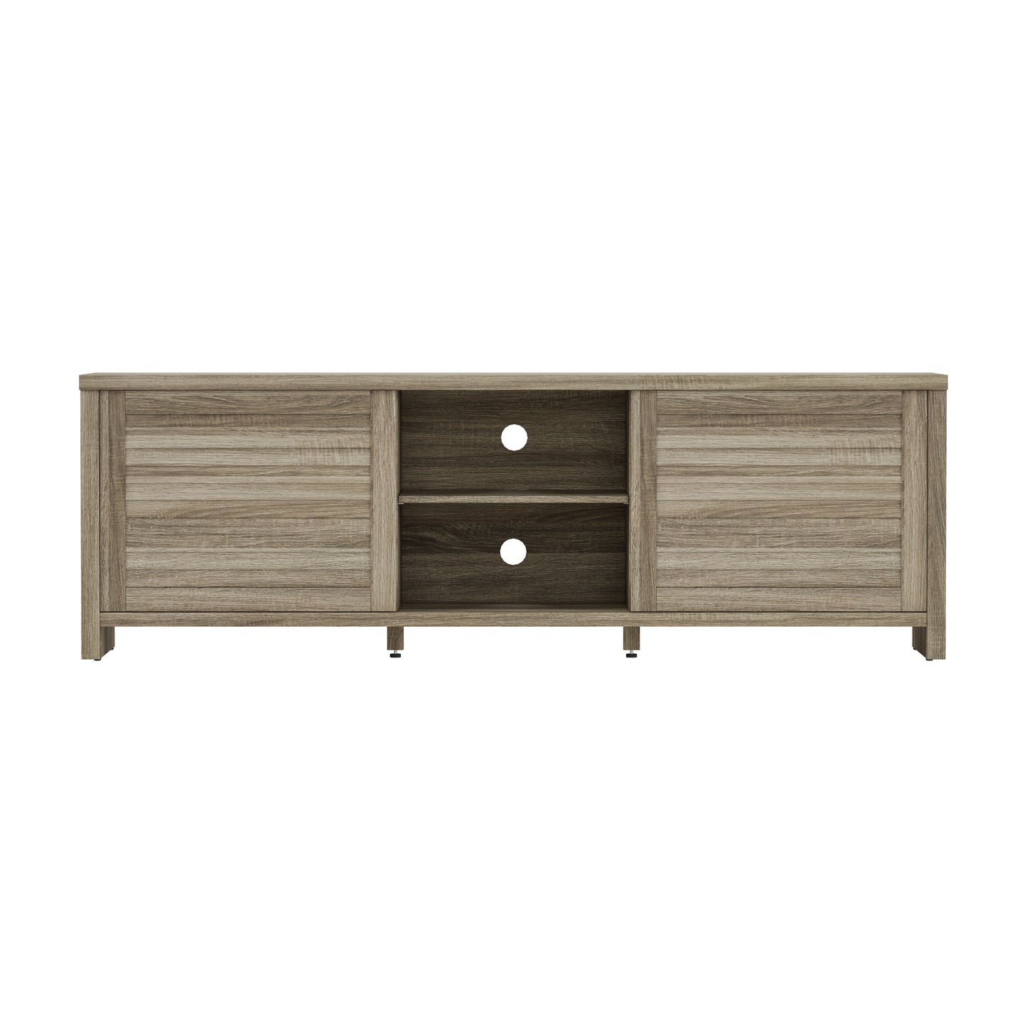 Living Essentials by Hillsdale Handerson 74 Inch Wood Entertainment Console, Dark Oak Finish