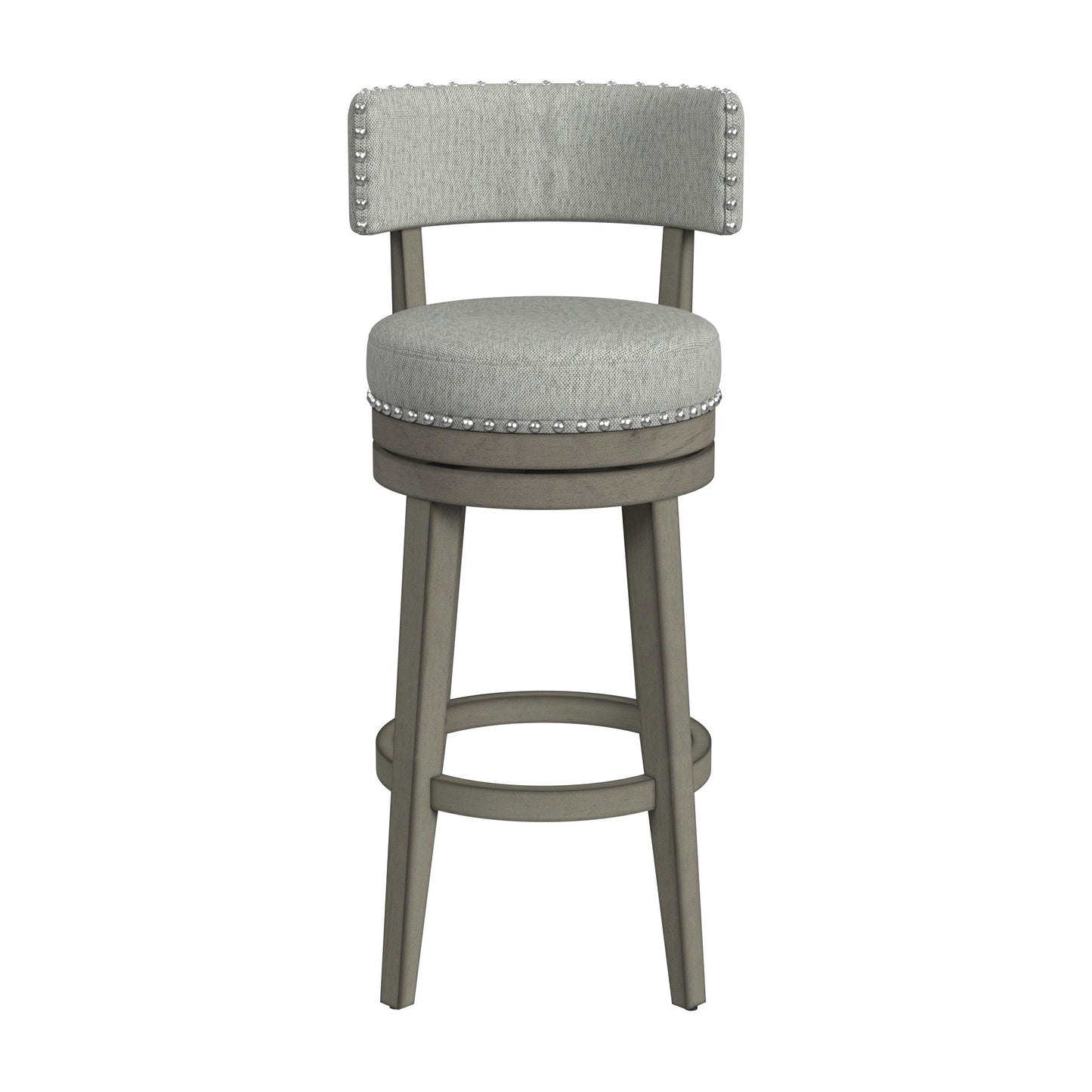 Hillsdale Furniture Lawton Wood Bar Height Swivel Stool, Antique Gray with Ash Gray Fabric