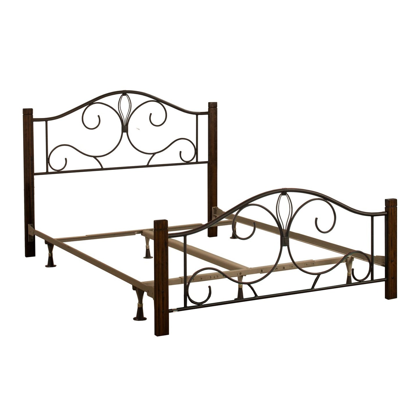 Hillsdale Furniture Destin King Metal Bed with Wood Posts, Brushed Cherry