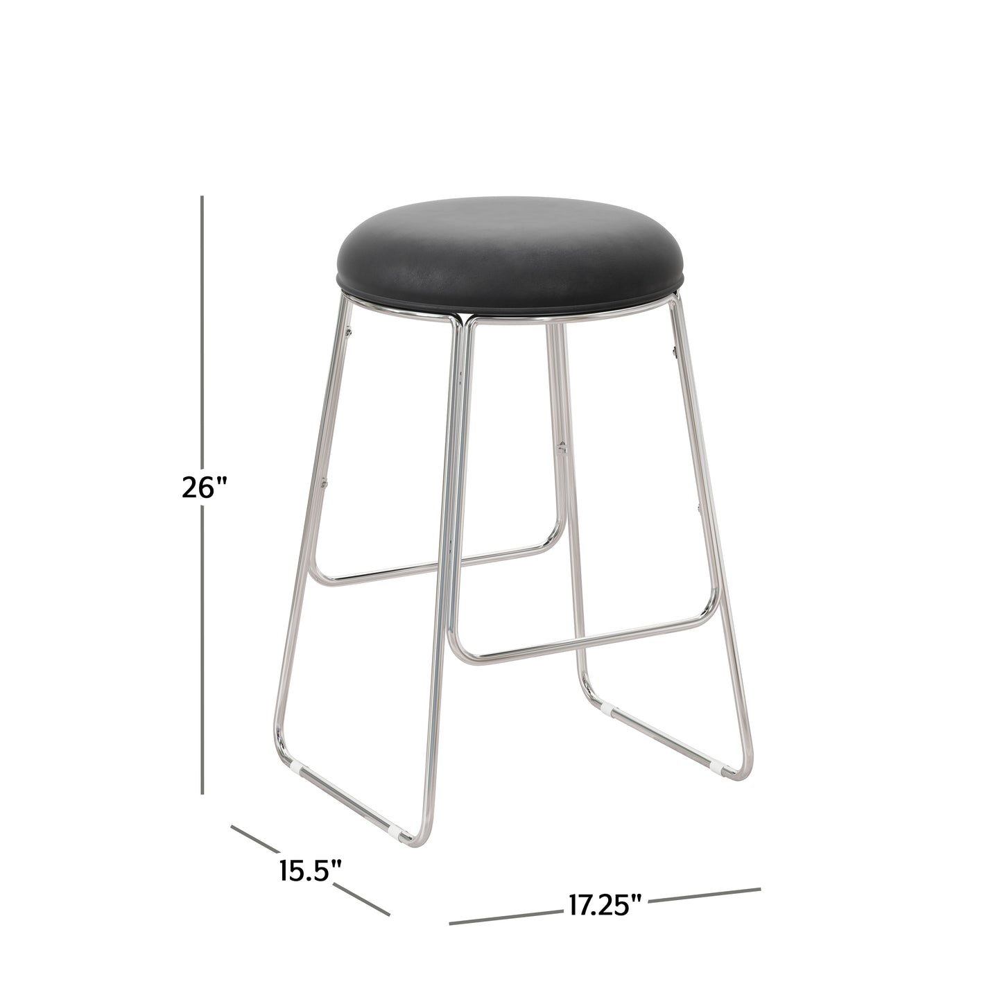 Hillsdale Furniture Southlake Backless Metal Counter Height Stool, Chrome with Black Vinyl