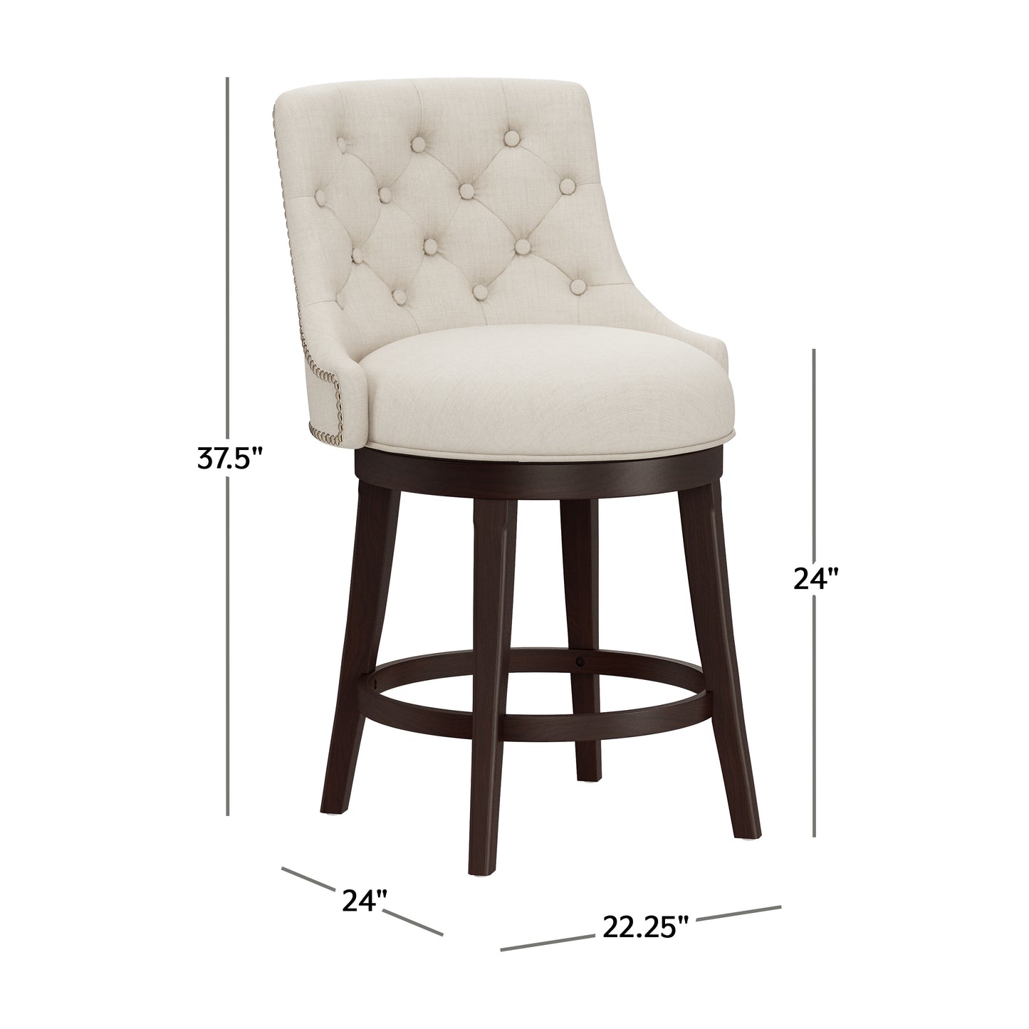 Hillsdale Furniture Halbrooke Wood Counter Height Swivel Stool, Cream Fabric