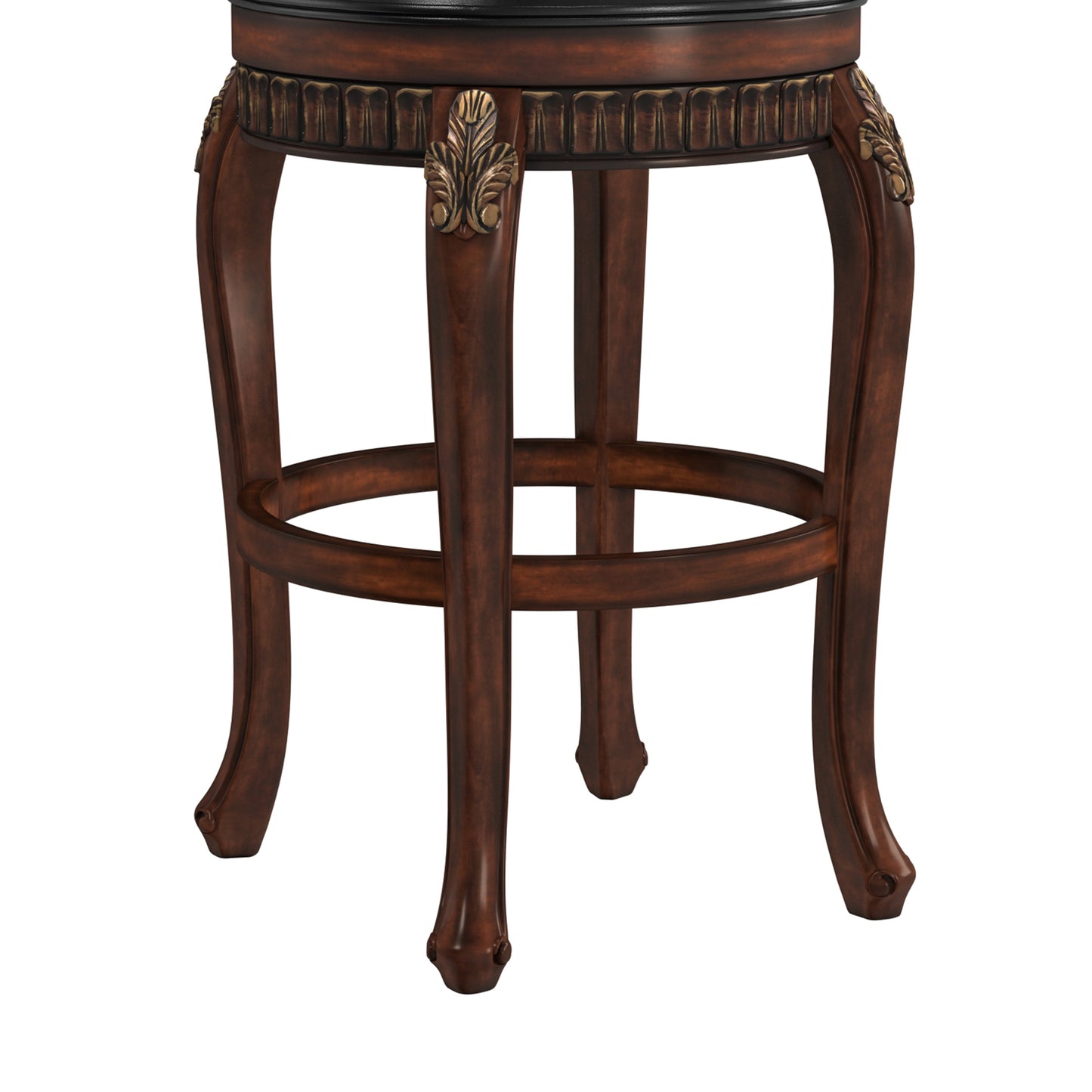 Hillsdale Furniture Fleur De Lis Wood Backless Bar Height Swivel Stool, Distressed Cherry with Copper Highlights